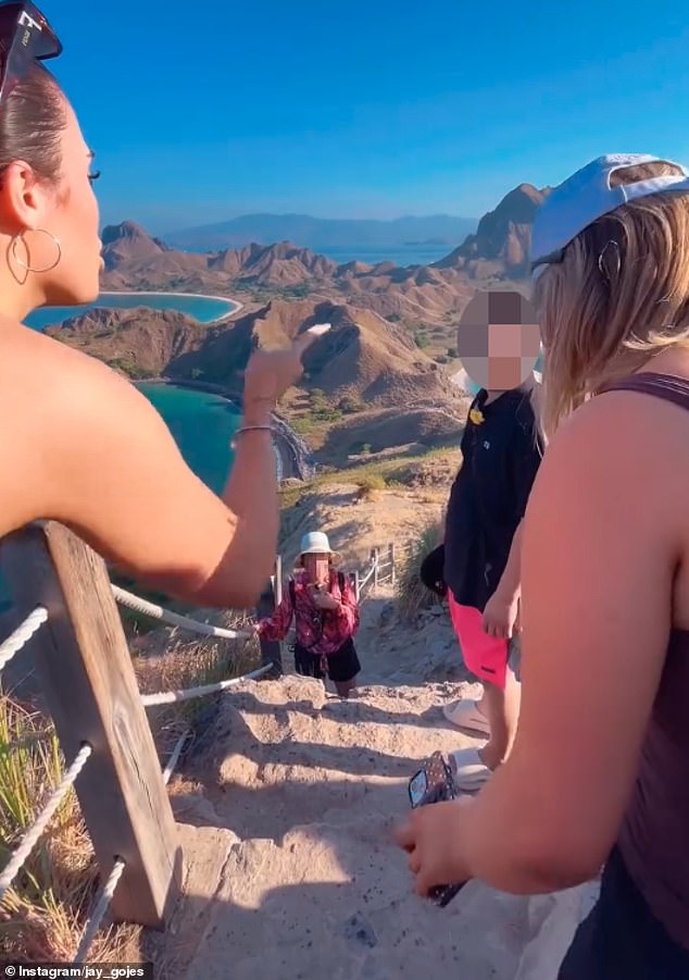 An Australian tourist unleashed on a man after allegedly catching him littering at Indonesia’s iconic Padar Island lookout