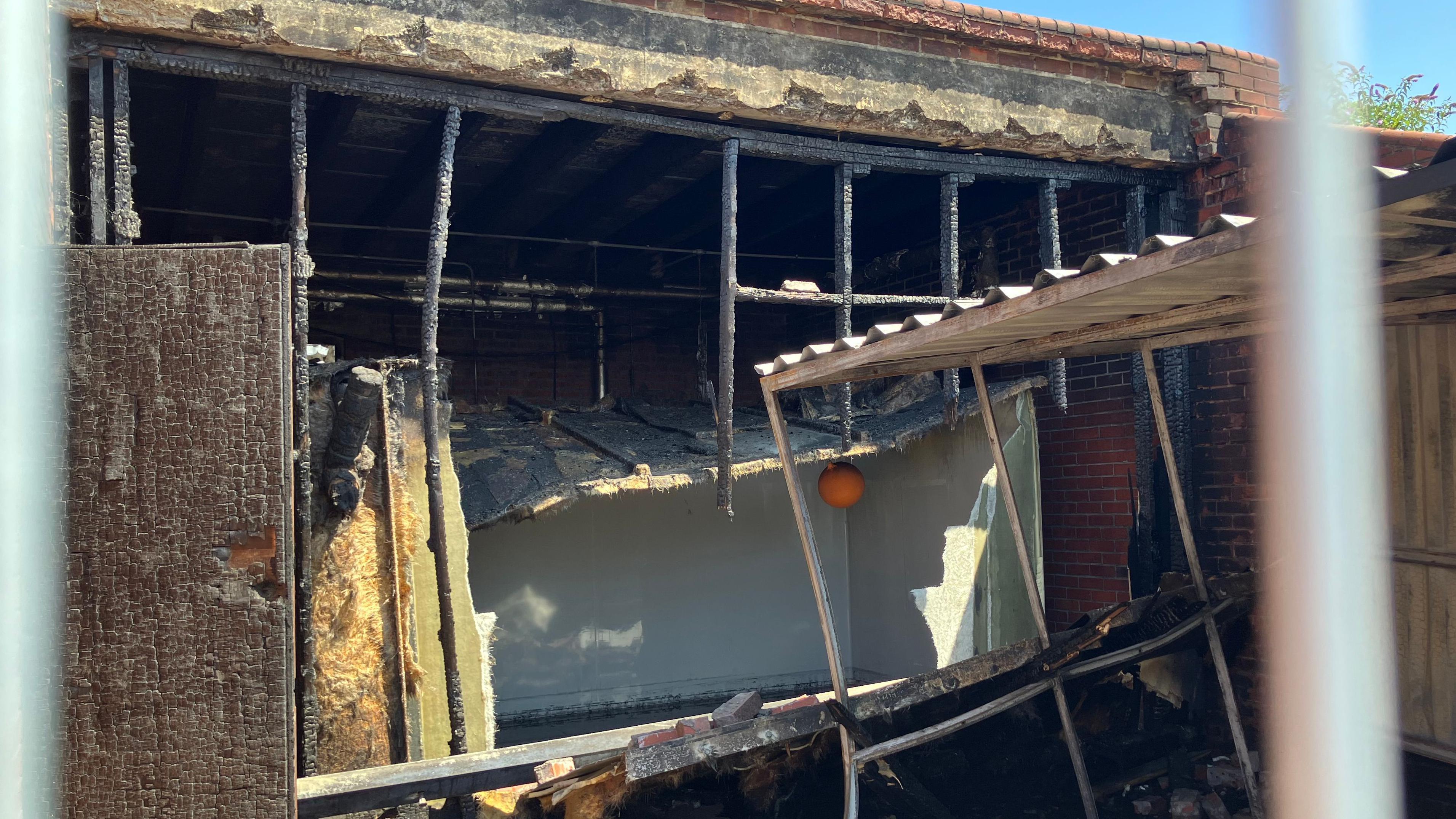An outbuilding was completely destroyed in the blaze