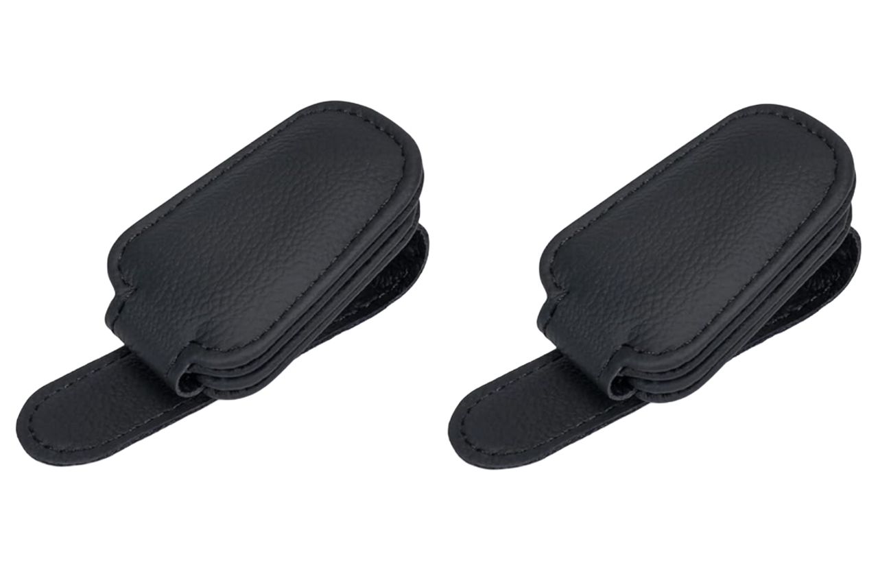 Shering Sunglasses Holders for Car Sun Visor, 2pack Magnetic Leather Glasses Eyeglass Hanger Clip for Car, Visor Sunglasses Holder Clip Car Accessories for Truck