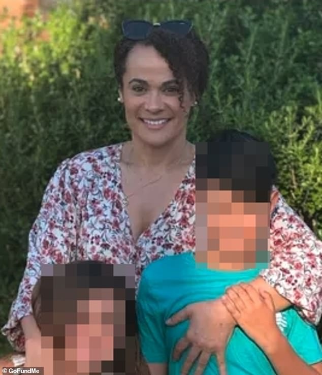 The mum was about to roast marshmallows with her two children when she caught alight