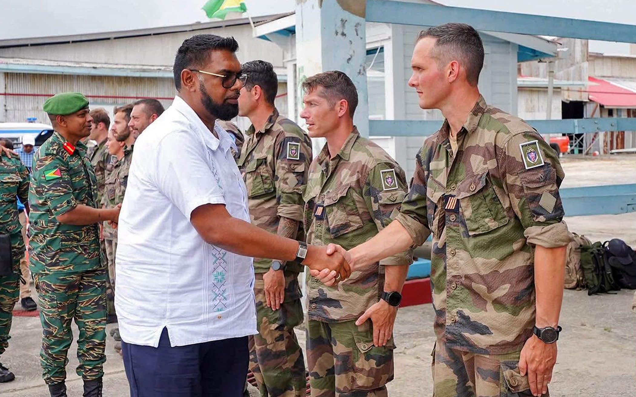 Irfaan Ali, Guyana's president, welcomes specialists from the French army assisting in the search and rescue mission