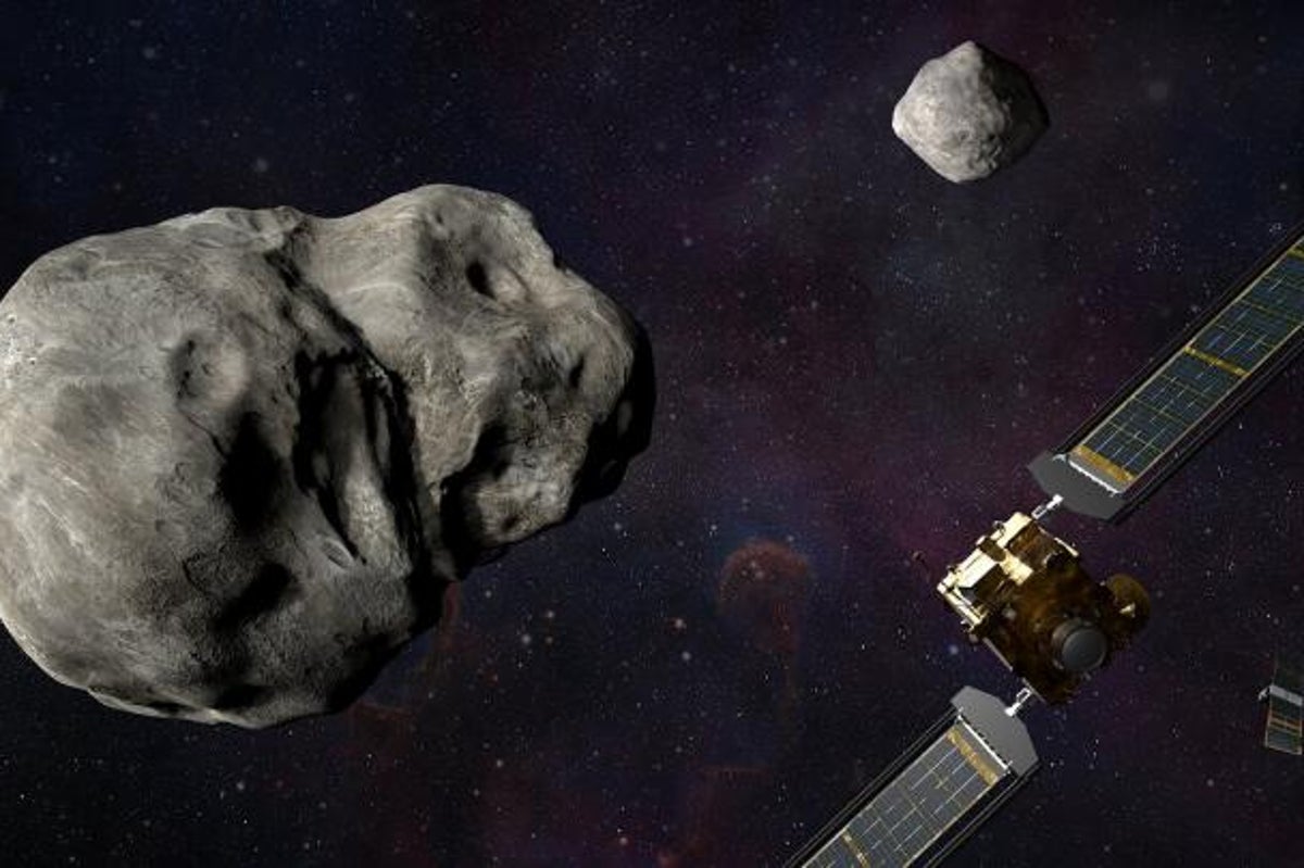 Artist rendering shows Nasa’s Dart mission