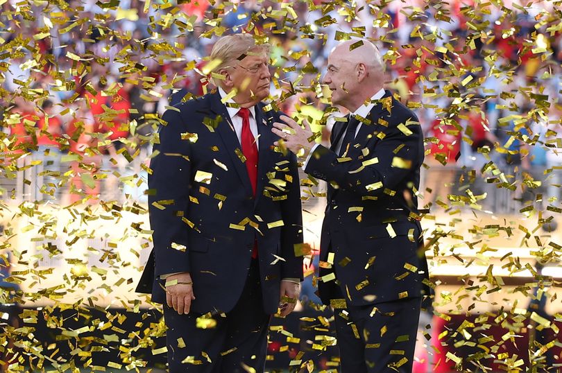 Trump and Infantino look on as Spain players celebrate