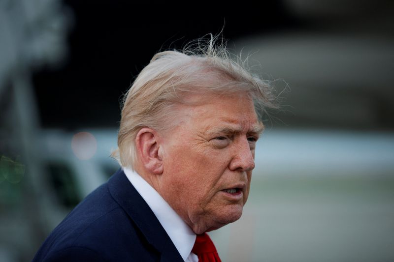 U.S. President Donald Trump arrives at Joint Base Andrews in Maryland