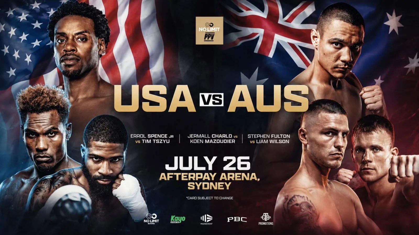 Errol Spence vs. Tim Tszyu full fight card, Amazon Prime PPV start time | ‘USA vs. AUS’