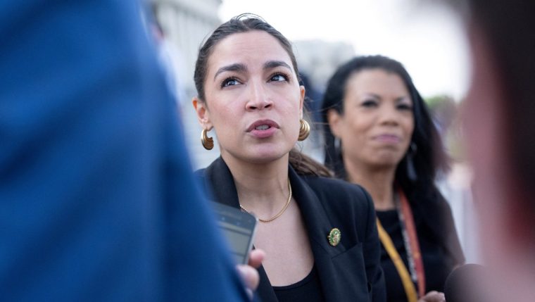 U.S. Representative Alexandria Ocasio-Cortez (D-NY) speaks to the media outside the Capitol Building in Washington, D.C., U.S., June 30, 2026. REUTERS/Aaron Schwartz