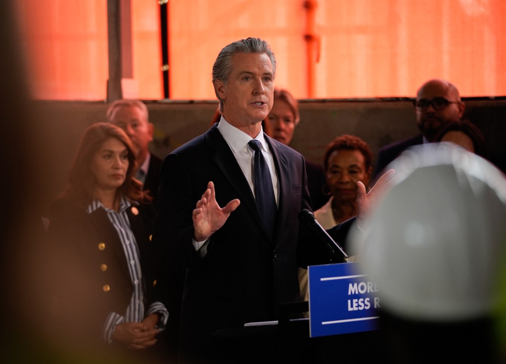 Governor Newsom holds a press conference in Oakland