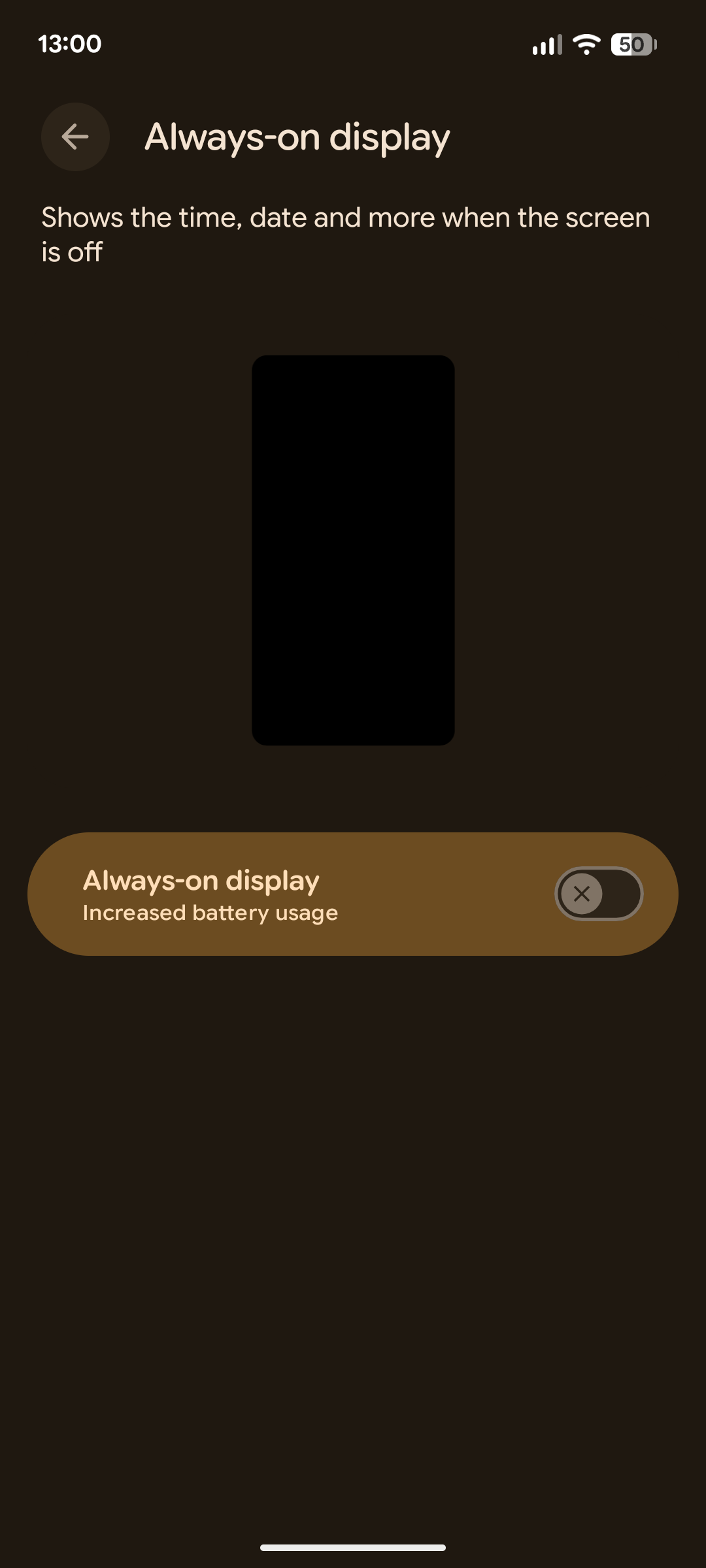 Always on display disabled on Pixel.