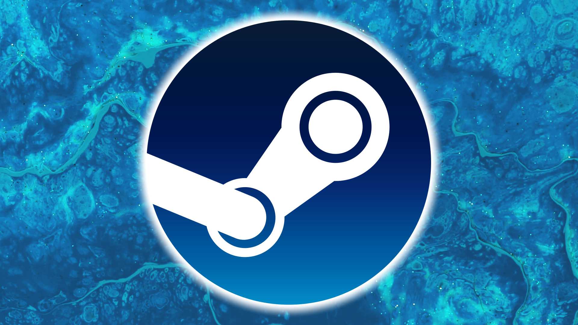 The Steam logo is superimposed over a blue background.