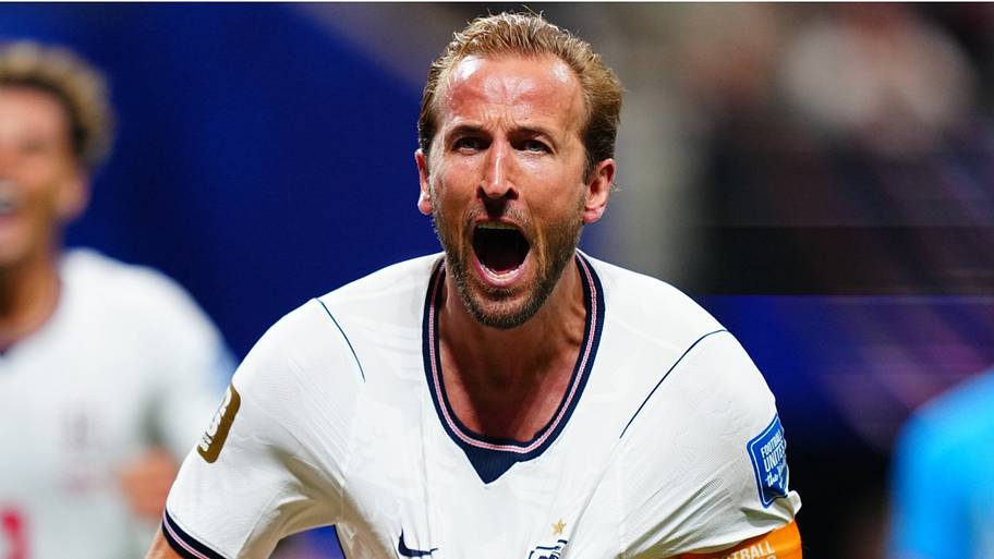Harry Kane celebrates scoring England’s equalizer against DR Congo.