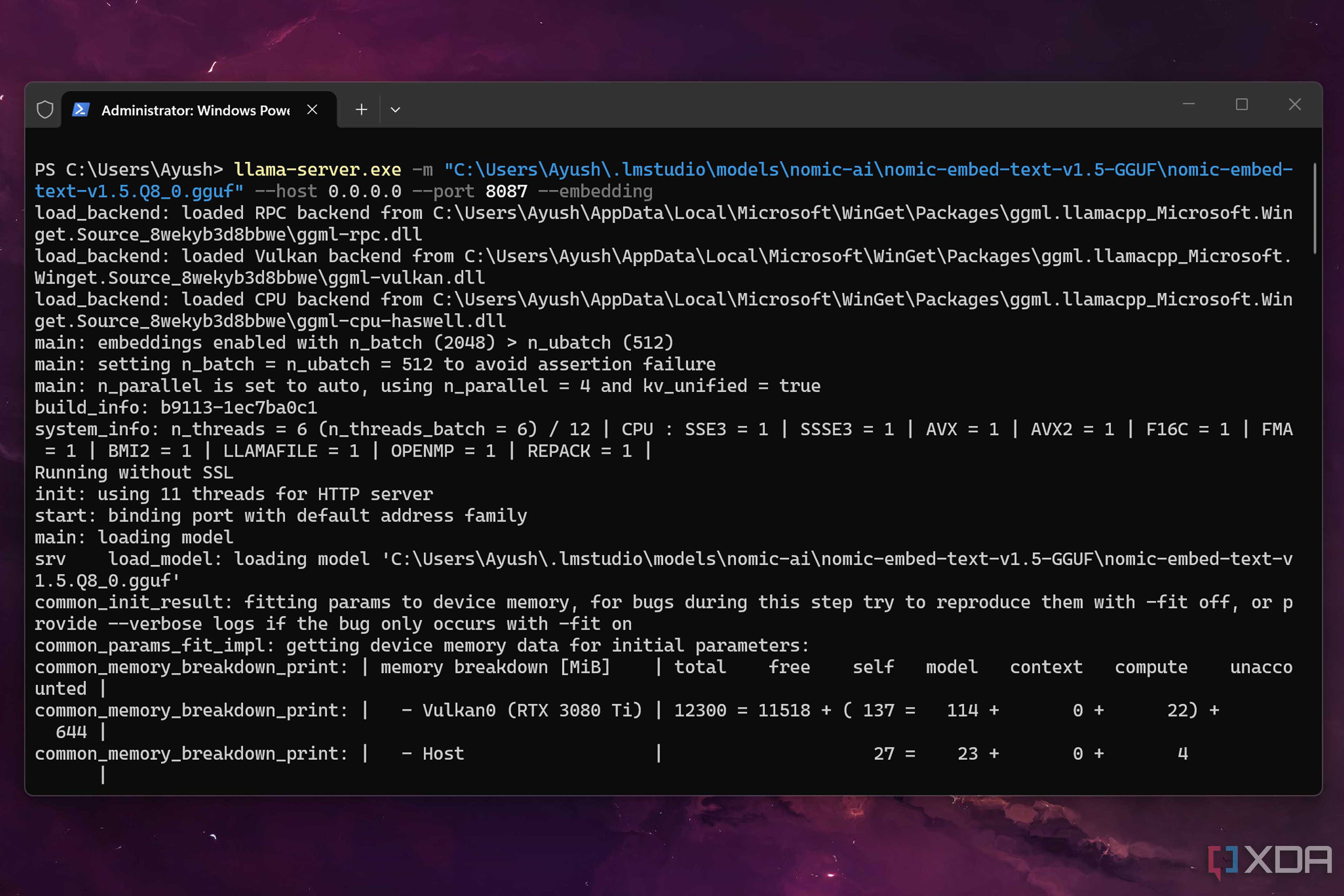 Running Nomic Embed Text