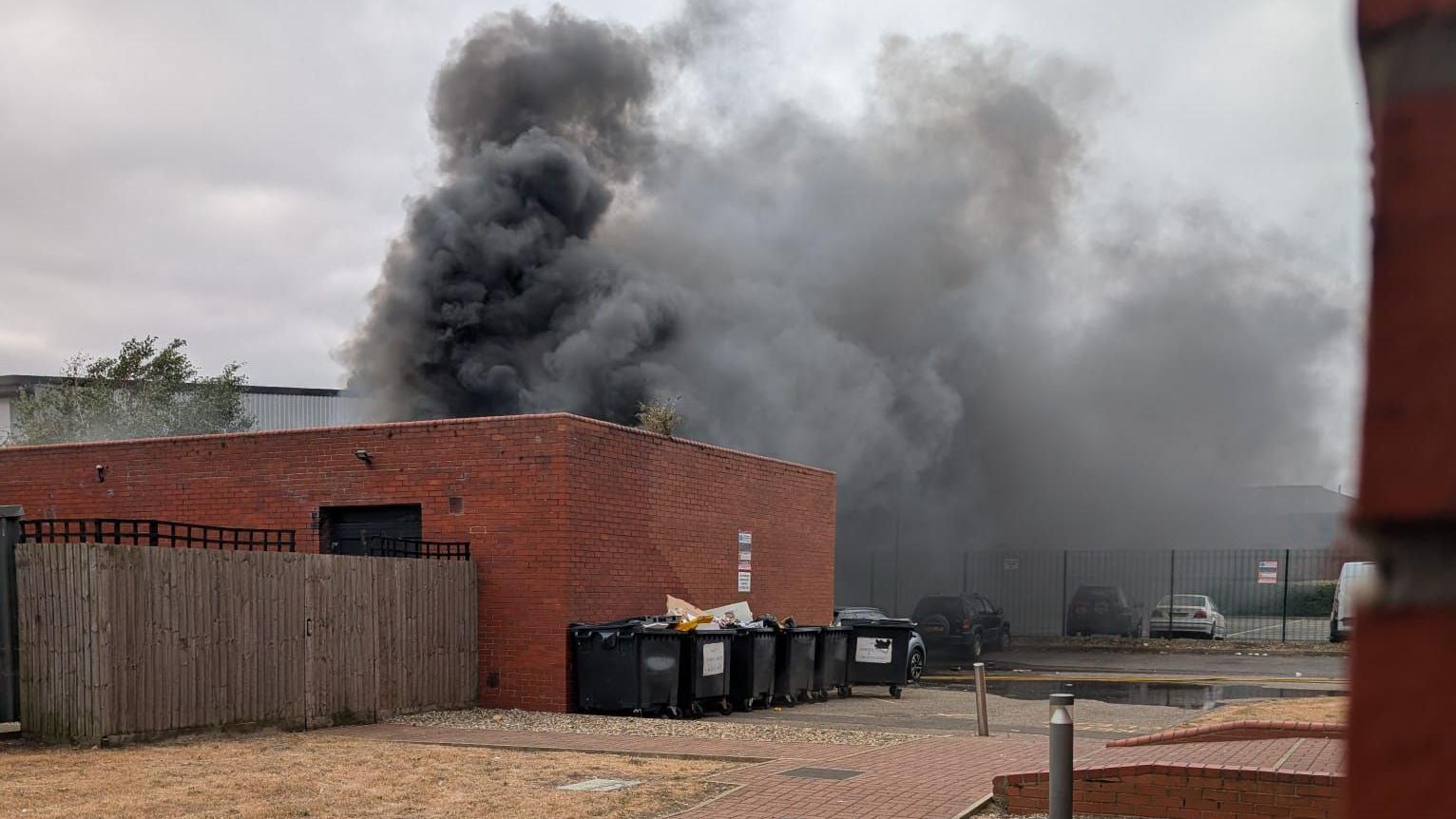 A large plume of smoke could be seen in the area on Saturday
