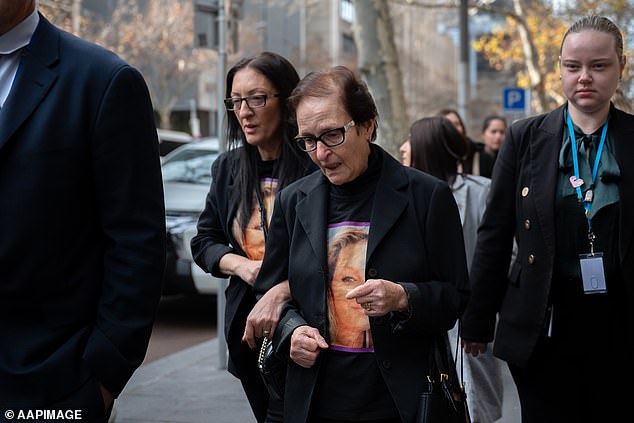Vicki Van Aiken's sister Mary Kadis (left) and mum Sofia Apostolopoulos (right) leave the Supreme Court of Victoria in Melbourne