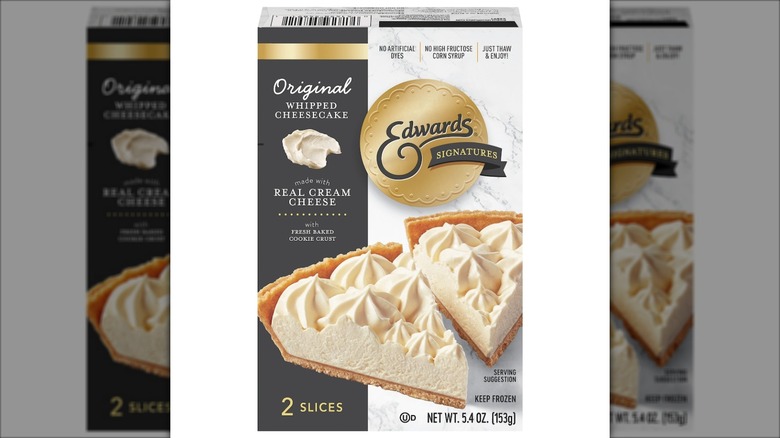 A two-slice box of Edwards Signatures Original Whipped Cheesecake on a white background.