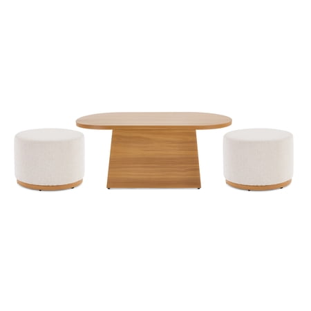 Better Homes & Gardens Juliet Outdoor Coffee Table and 2 Ottomans With Patio Cover, Beige