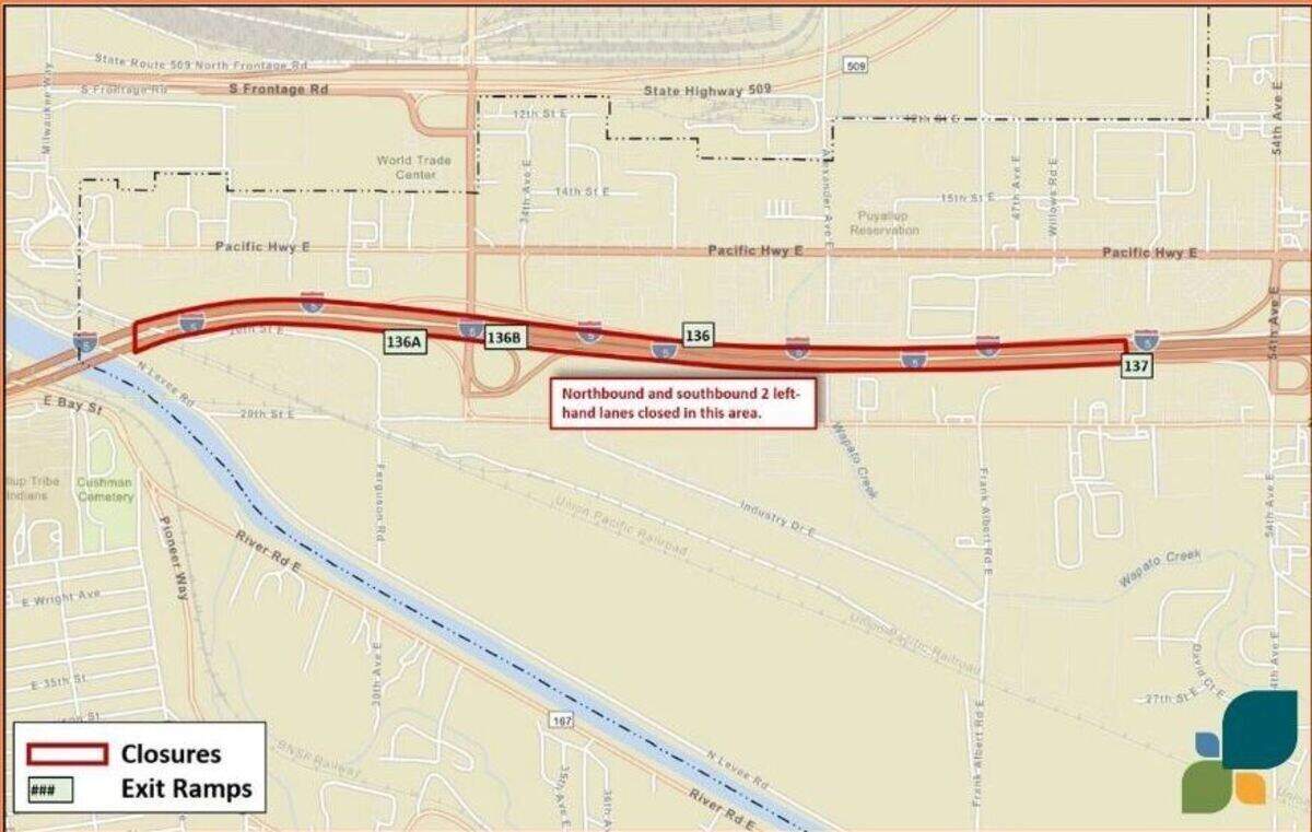 Left lane closures on northbound I-5 this week.