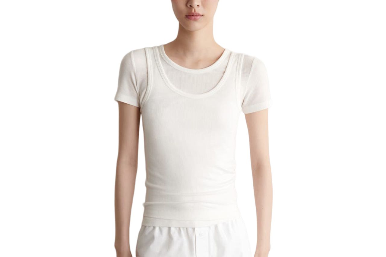 Layered Ribbed-jersey T-shirt COS