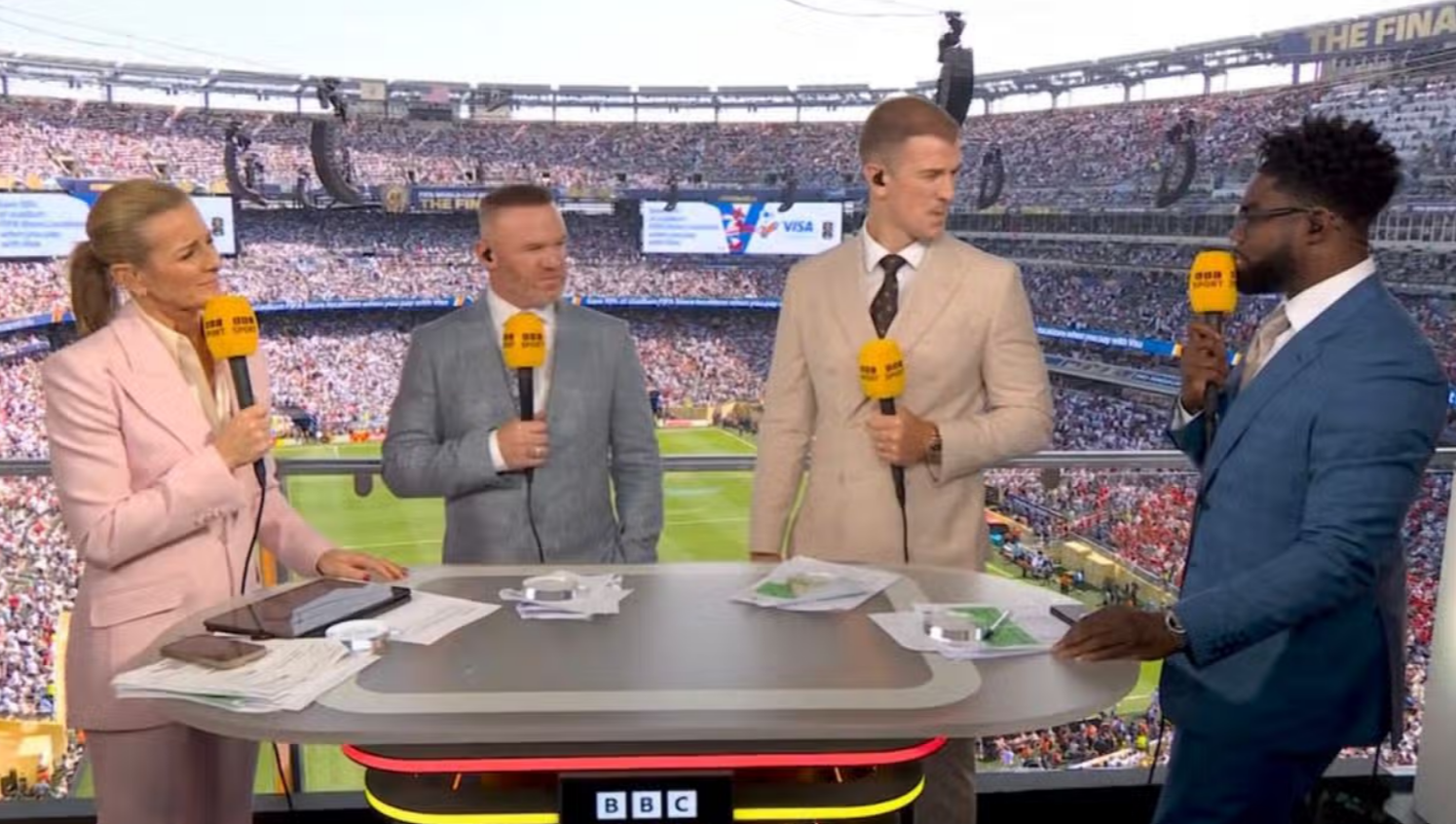Logan, Wayne Rooney, Joe Hart and Micah Richards (BBC)