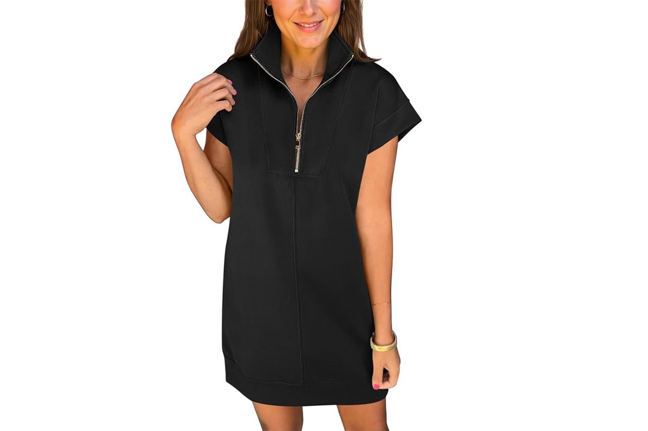 ANRABESS Summer Casual Half Zip Cap Sleeve