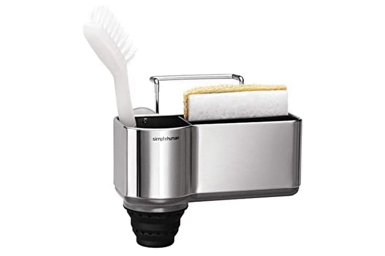 Amazon simplehuman Sink Caddy Sponge Holder, Brushed Stainless Steel