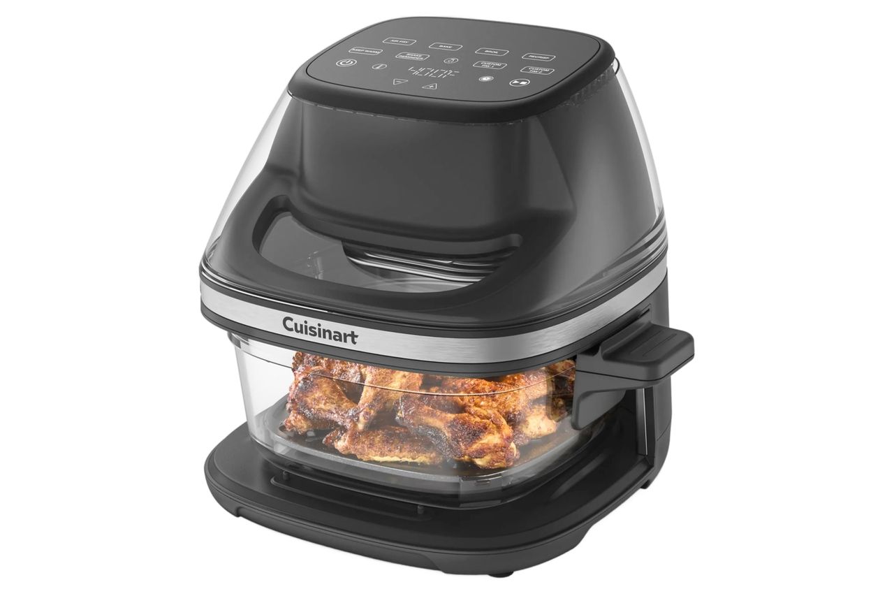 Cuisinart ClearView 4-Quart Air Fryer with Glass Basket and PFAS-Free Ceramic Nonstick Crisper Plate, 5 Cooking Functions, 2 Custom Presets, Adjustable Temperature up to 450°F, 3-Year Warranty, AFC-4
