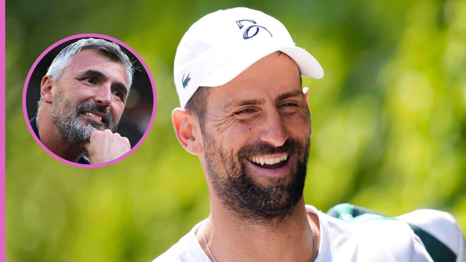 Novak Djokovic with Goran Ivanisevic inset