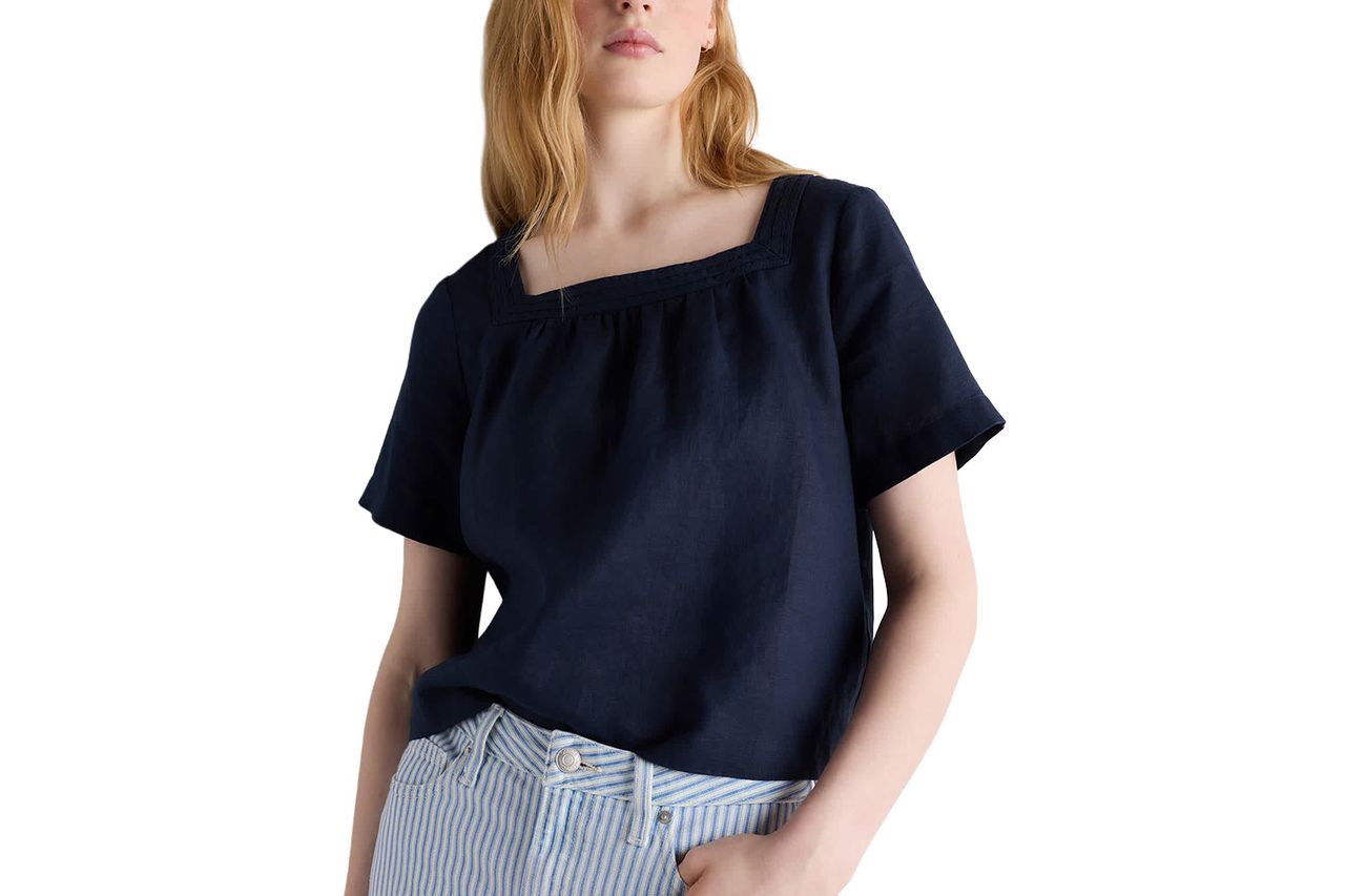 100% European Linen Square Neck Swing Top