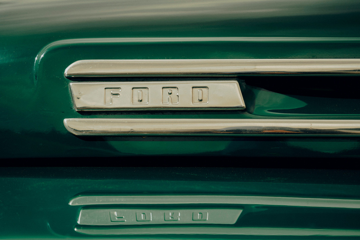 Ford badge on the F-Series pick-up truck