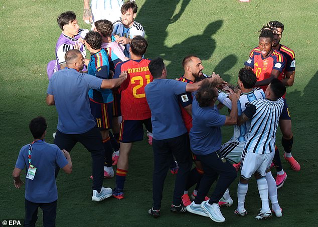 The move came after ugly scenes at the end of the game which Spain won 1-0 after extra time
