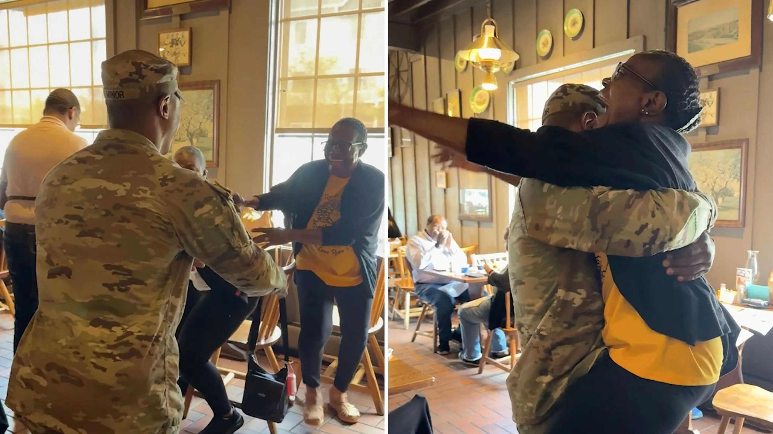 Soldier surprises veteran mom with emotional birthday reunion after two years apart