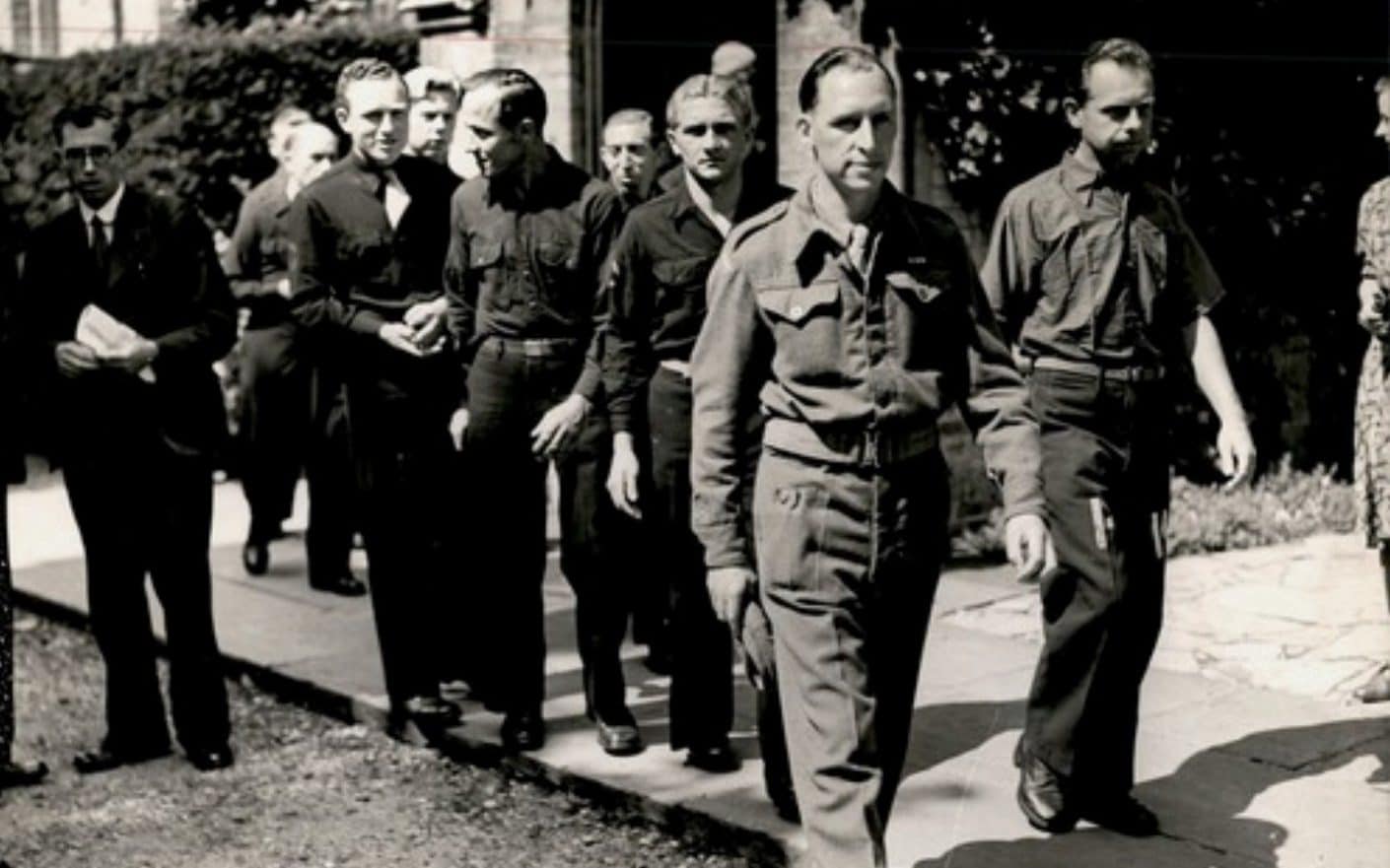 German POWs leaving Christ Church service, Cockfosters