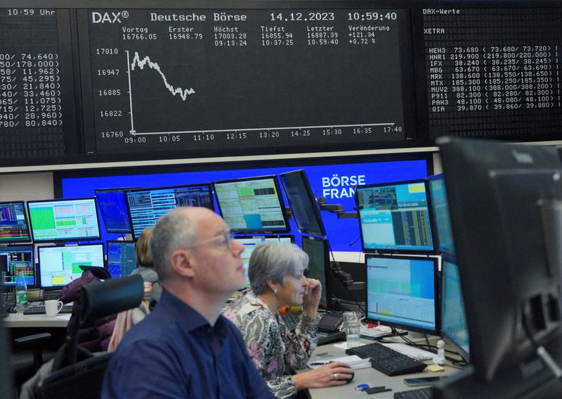 German benchmark index hits a record high at the stock exchange in Frankfurt
