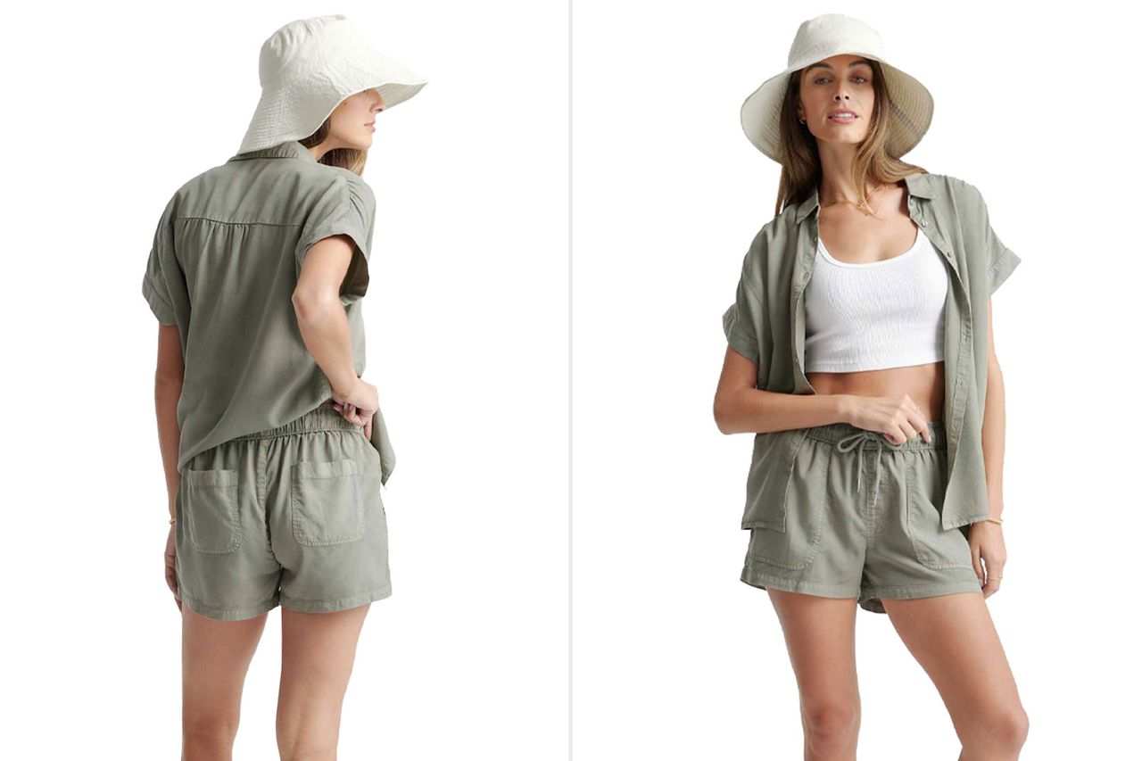 Vintage Wash Tencel Utility Shorts