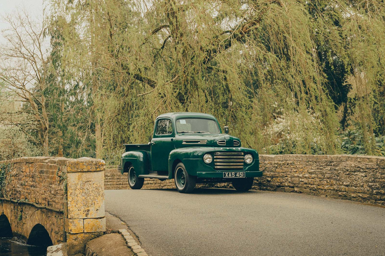 The Ford F-Series classic pick-up truck in the English countryside