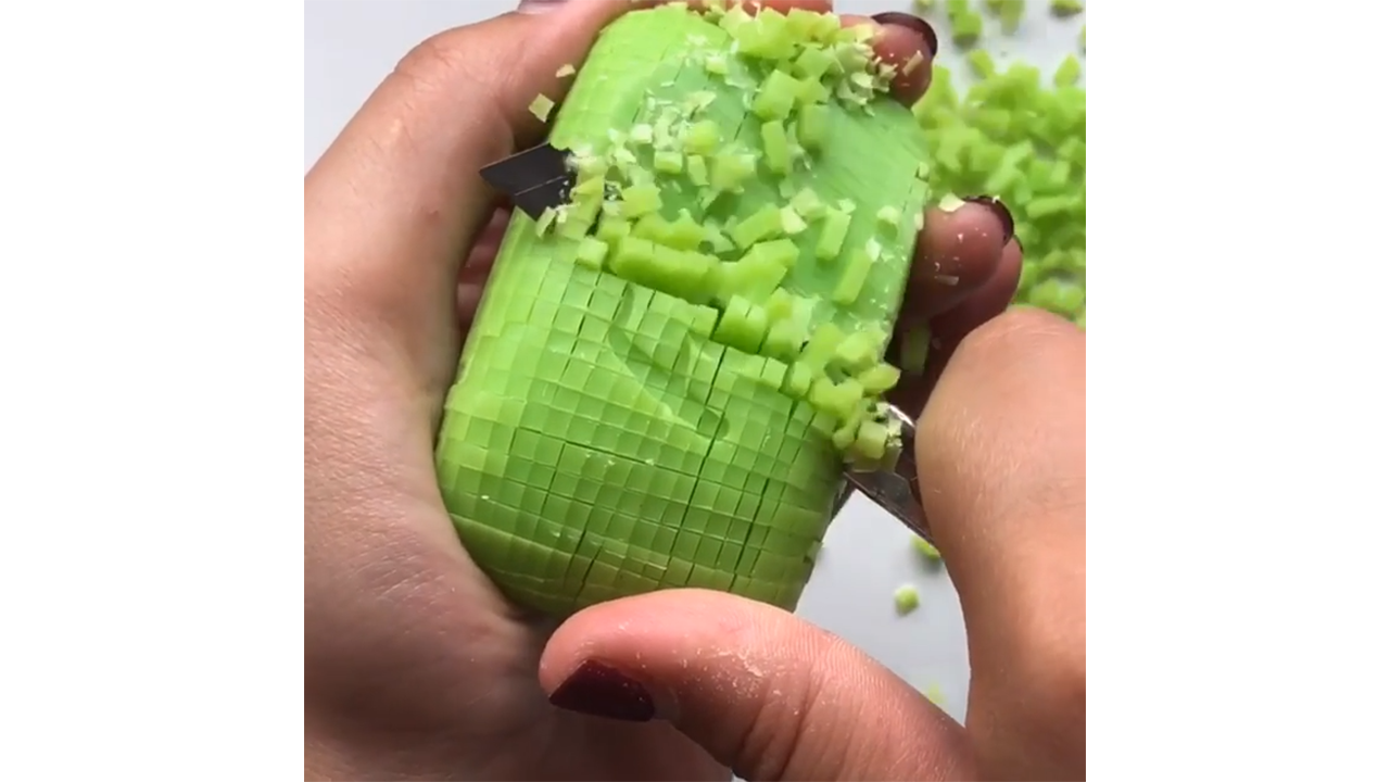 Satisfying precision cube carving lime green soap releasing perfect ...