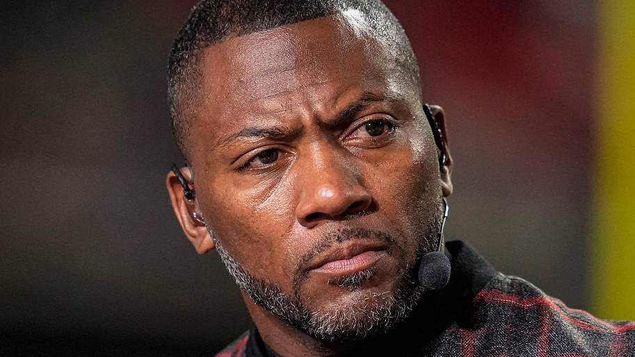 ESPN MNF broadcaster Ryan Clark shown on set prior to the game between the Los Angeles Rams against the Atlanta Falcons.