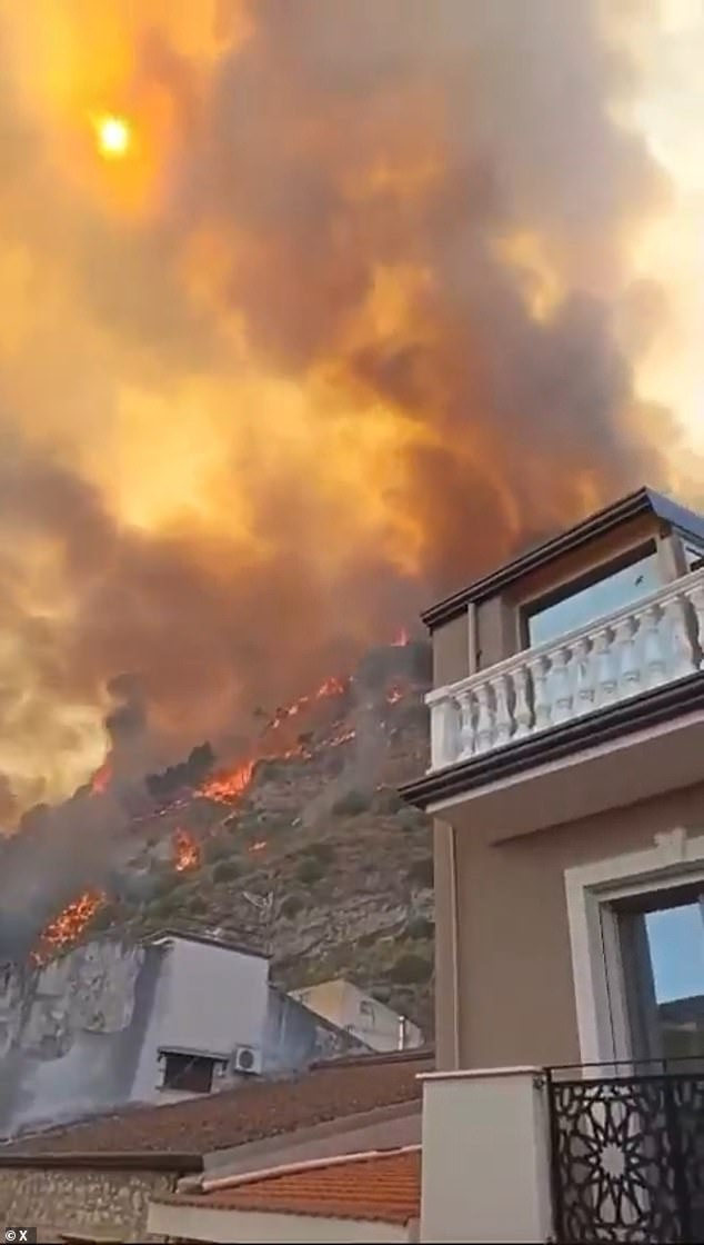 The island is currently battling 40 separate blazes, including a massive fire that tore through the commune of Bivona, threatening homes and a marble processing plant in the Contrada Savarini area