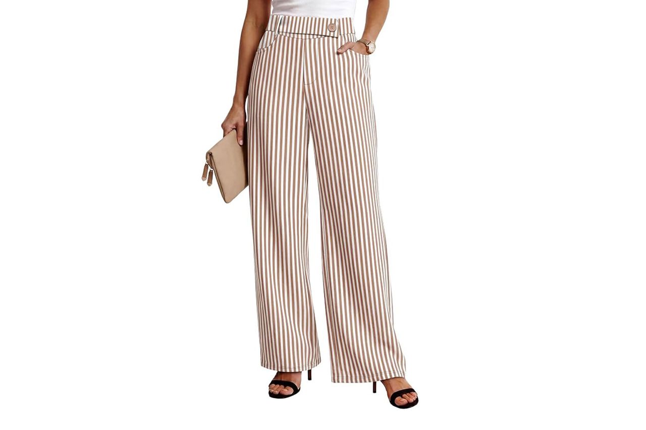 Sampeel Womens Pants Dress Work Slacks with Pockets High Waist Wide Leg