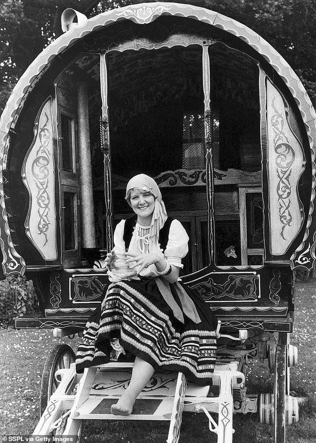 Jean pictured outside a romany caravan near their house they shared in north Wales while Keegan was at Liverpool