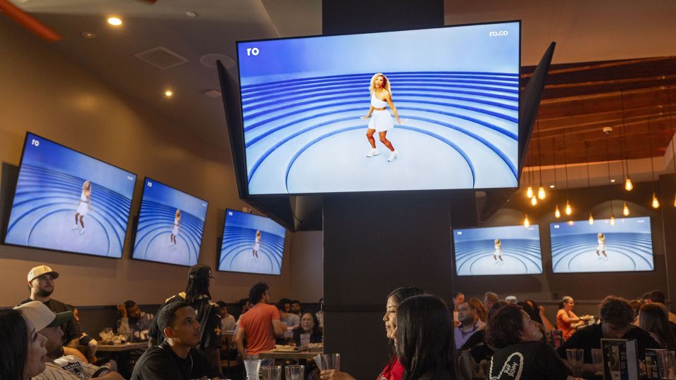 A commercial for GLP-1 drugs during the Super Bowl LX broadcast on television screens at a bar in California, United States in February 2026. - Jill Connelly/Bloomberg/Getty Images