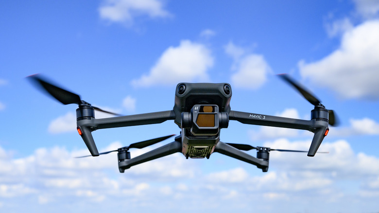 A drone against the sky.