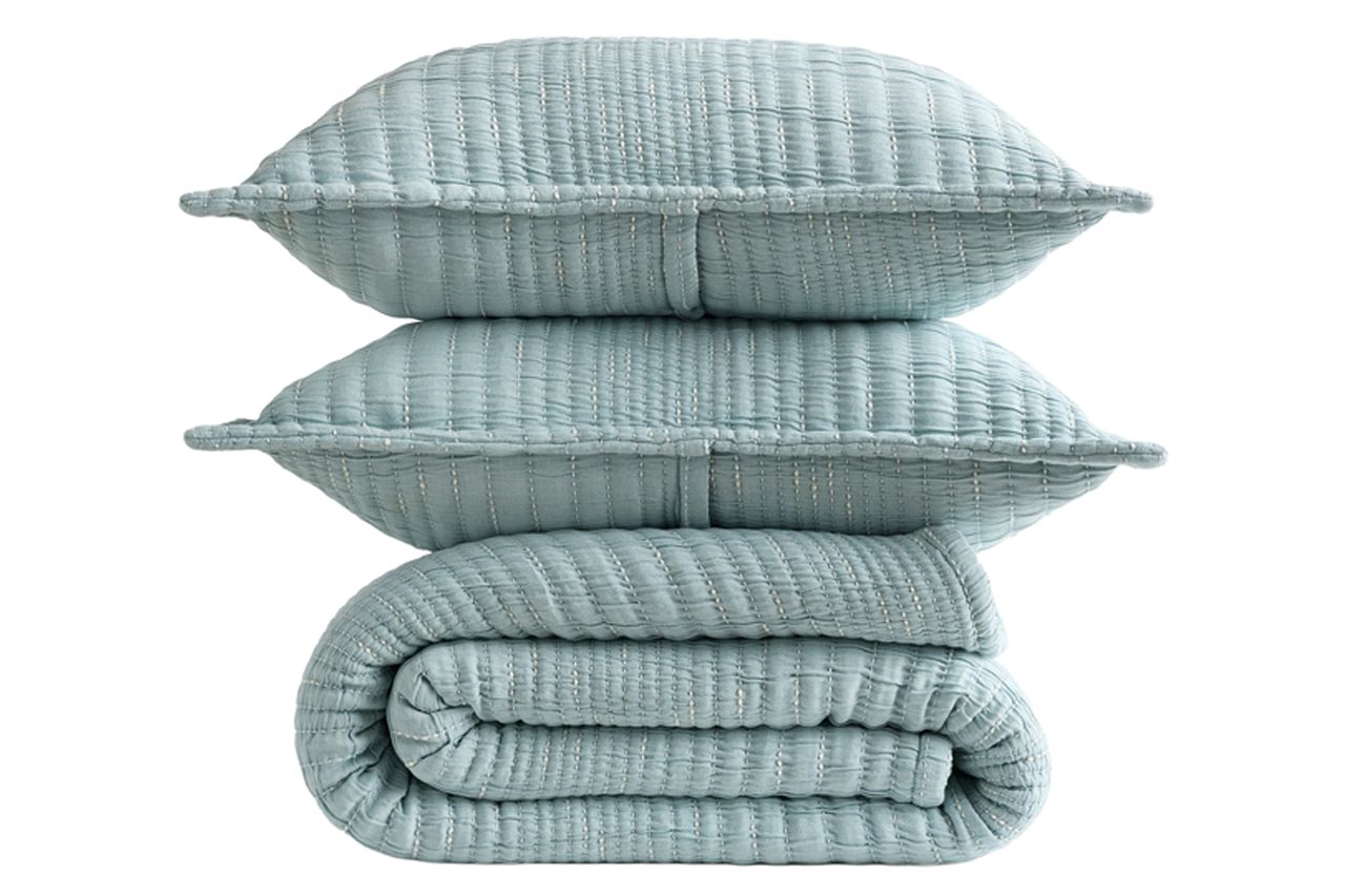 Organic Cotton Channel Stitch Coverlet Set