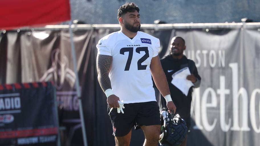 Jul 23, 2025; Houston, TX, USA; Houston Texans defensive tackle Tommy Togiai (72) during training camp at Houston Methodist