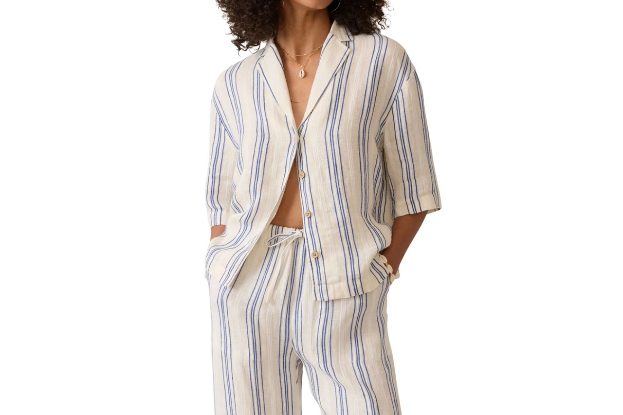 Palma Stripe Linen Camp Shirt