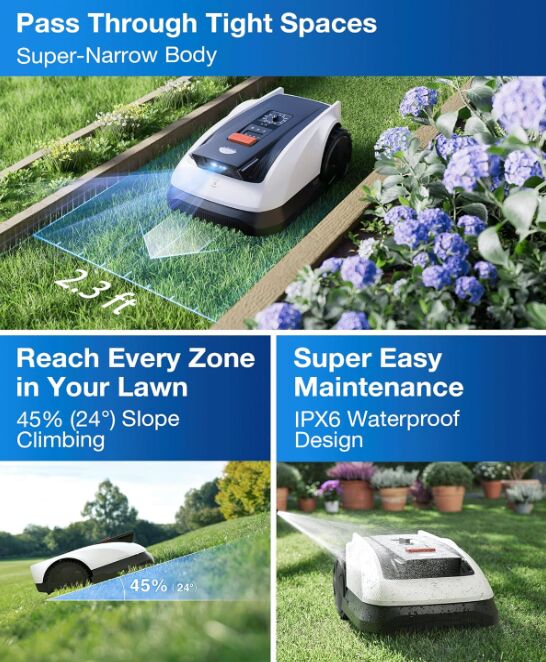 5 tools and gadgets that make summer gardening a breeze, ECOVACS Goat O1000 RTK Robotic Lawn Mower image via Amazon