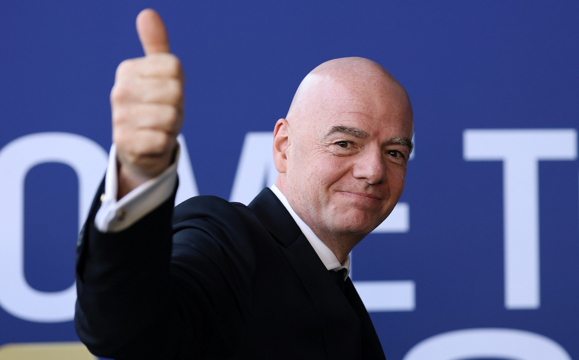 FIFA President Gianni Infantino arrives at the stadium before the World Cup 2026 Final match between Spain and Argentina at New York New Jersey Stadium on July 19, 2026 in East Rutherford, New Jersey