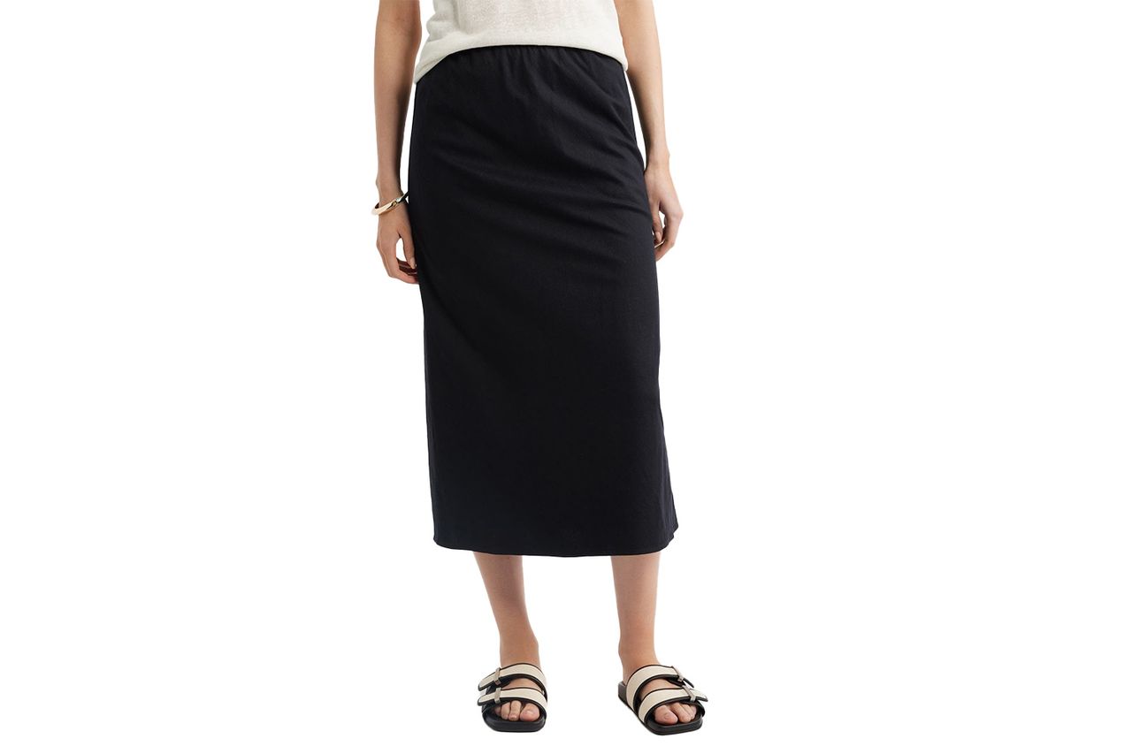 Linen Blend Midi Skirt