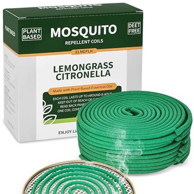 Mosquito Repellent Coils, Citronella Incense Coil Outdoor - Each Burns for 8 Hours (contains 20 Coils & 1 Stands)