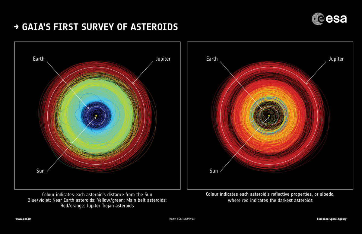 The orbits of more than 14000 asteroids in our Solar System, as viewed by ESA’s Gaia satellite. (Representative Image Source: ESA | Gaia | DPAC)