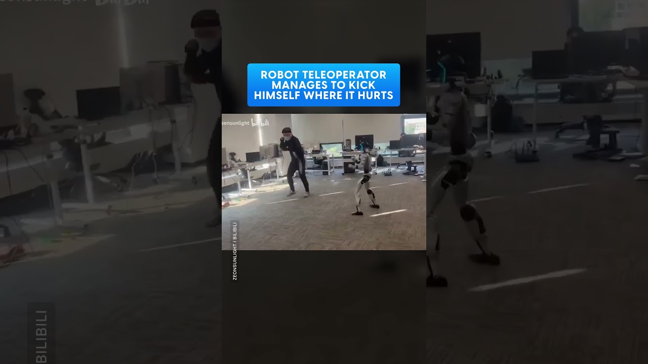 Watch a robot teleoperator accidentally kick himself